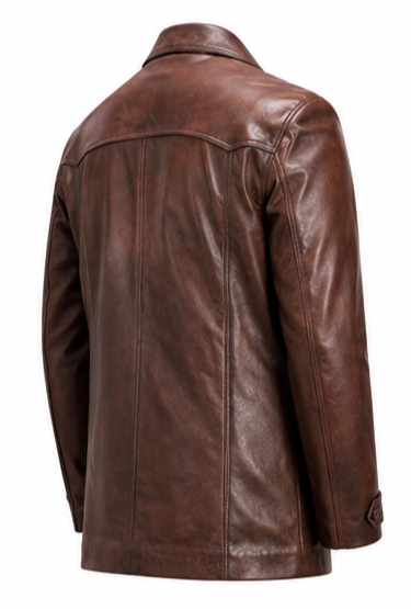 Vintage Leather Coat - Brown