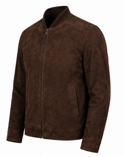 Suede Bomber Jacket - Tan
