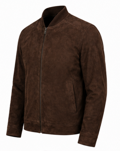 Suede Bomber Jacket - Tan