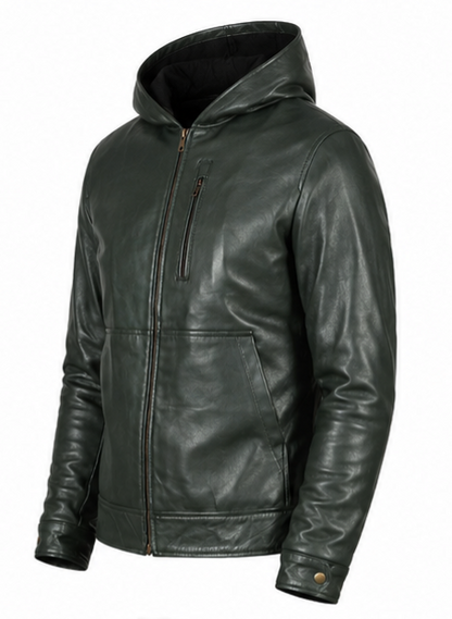 Hooded Leather Jacket