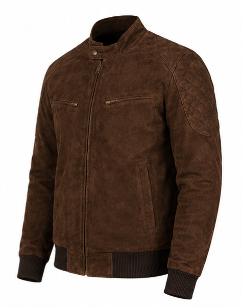 Suede Leather Jacket - Gray