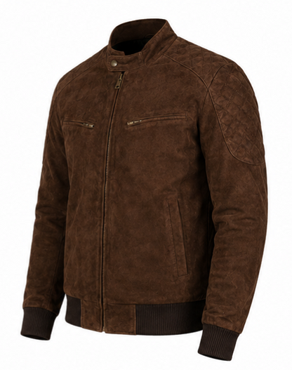 Suede Leather Jacket - Gray