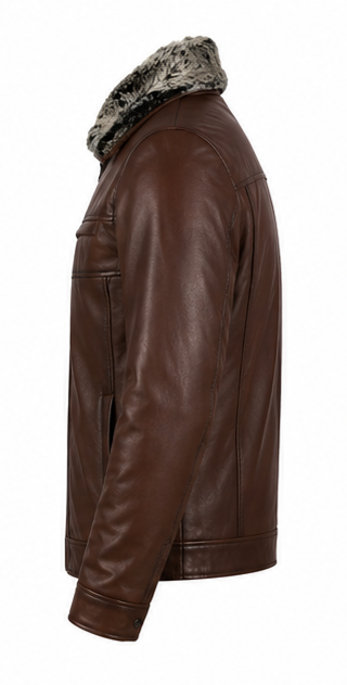 Leather Jacket with Fur Collar