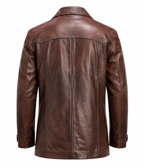 Vintage Leather Coat - Brown
