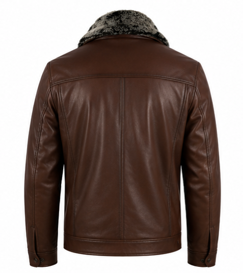 Leather Jacket with Fur Collar