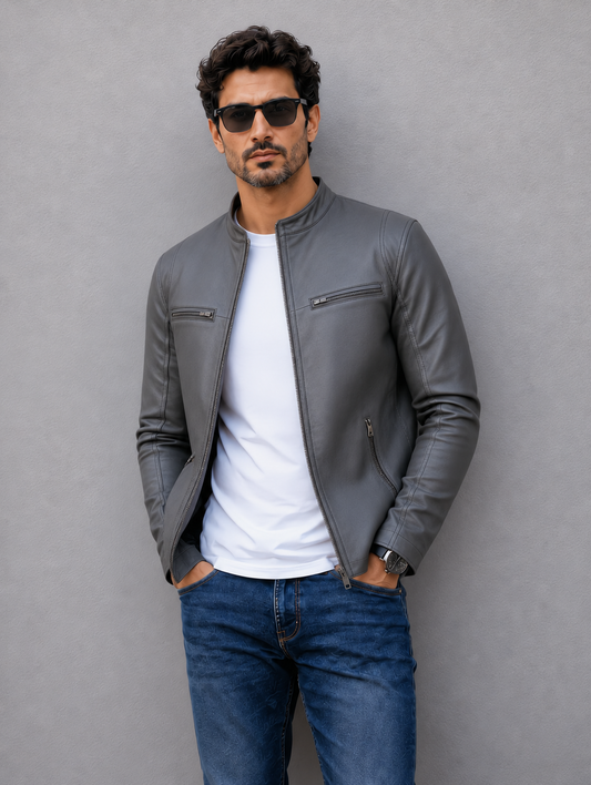 Iconic Leather Jacket - Gray