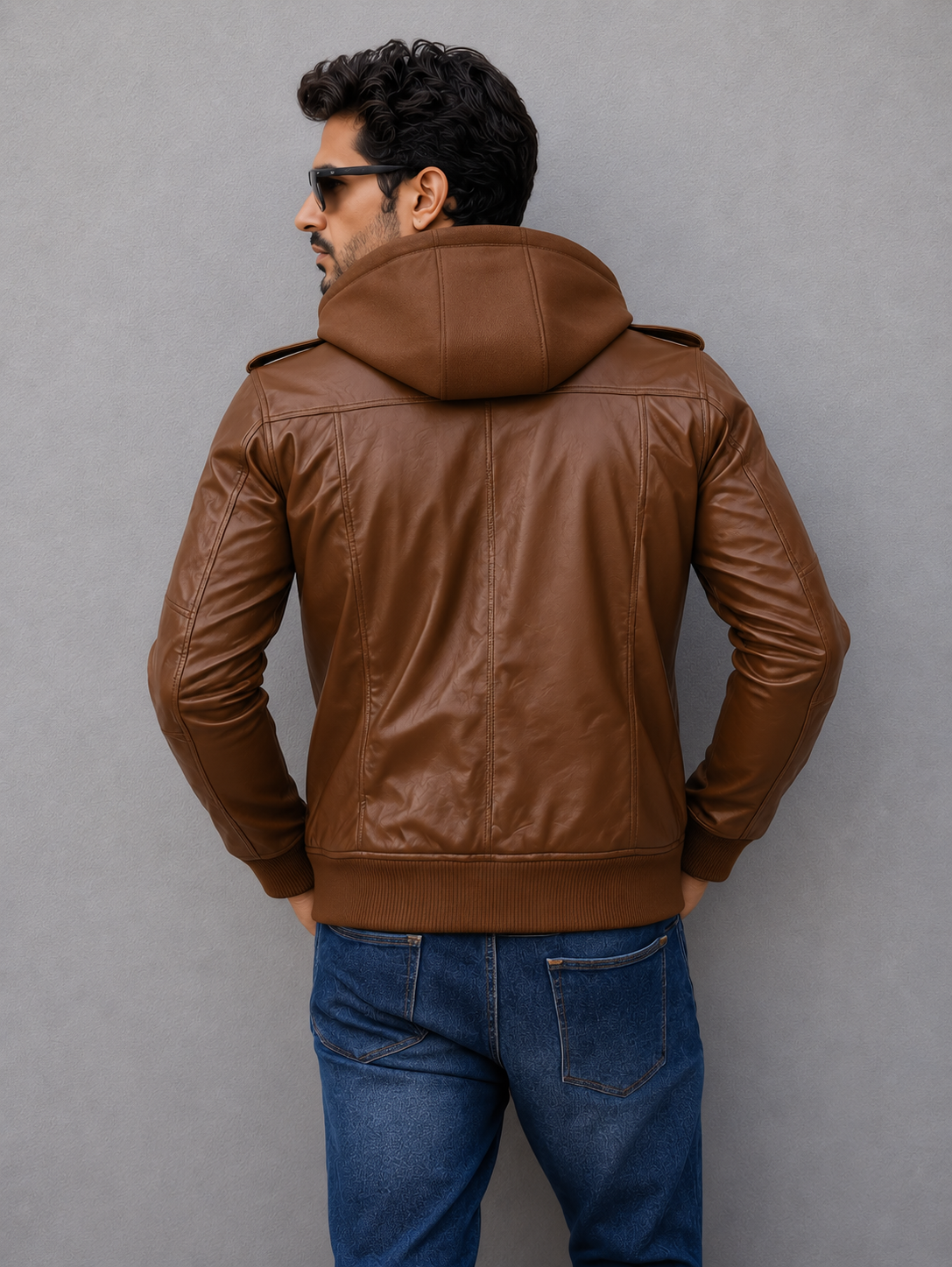 Bomber Hooded Jacket - Brown