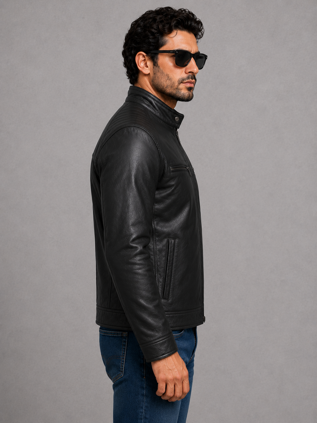 Classic Biker Leather Jacket - Black