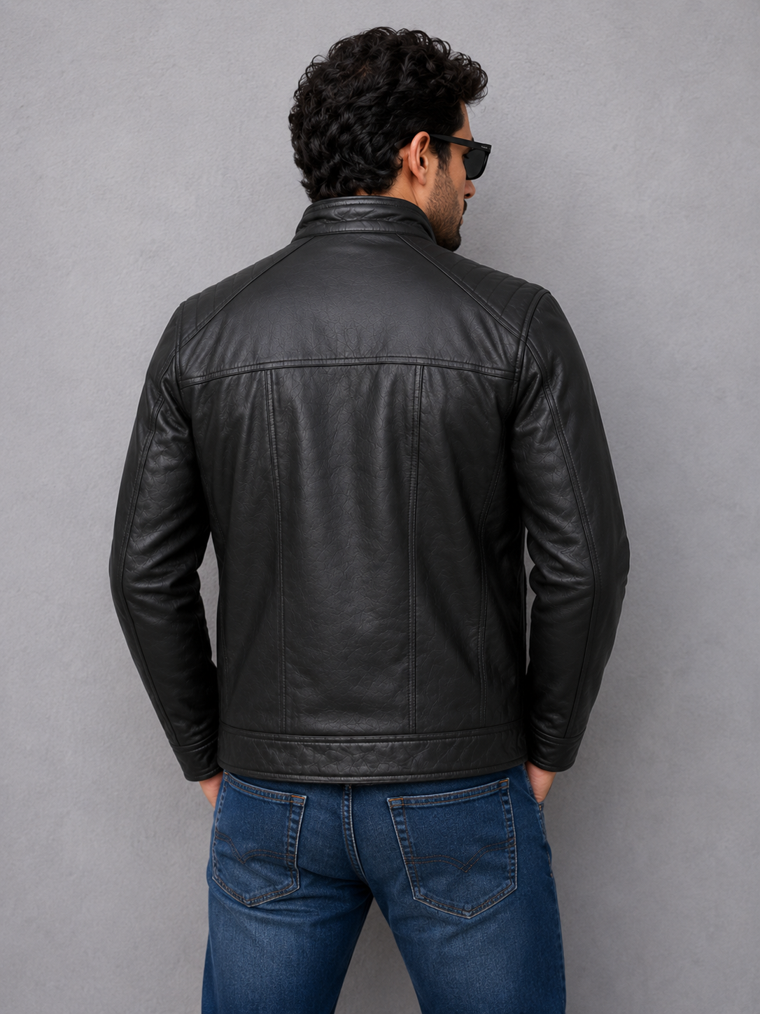 Classic Biker Leather Jacket - Black