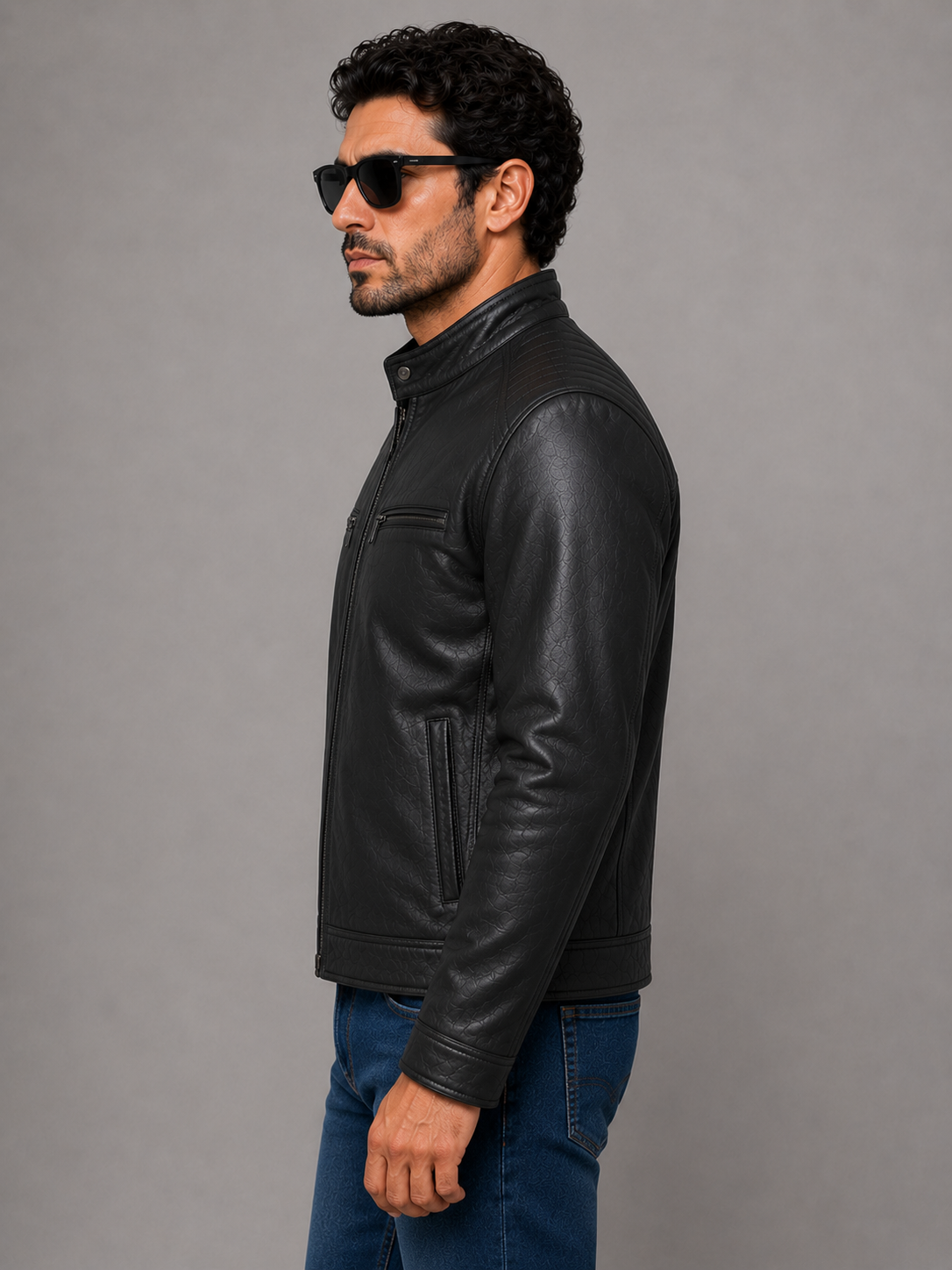 Classic Biker Leather Jacket - Black