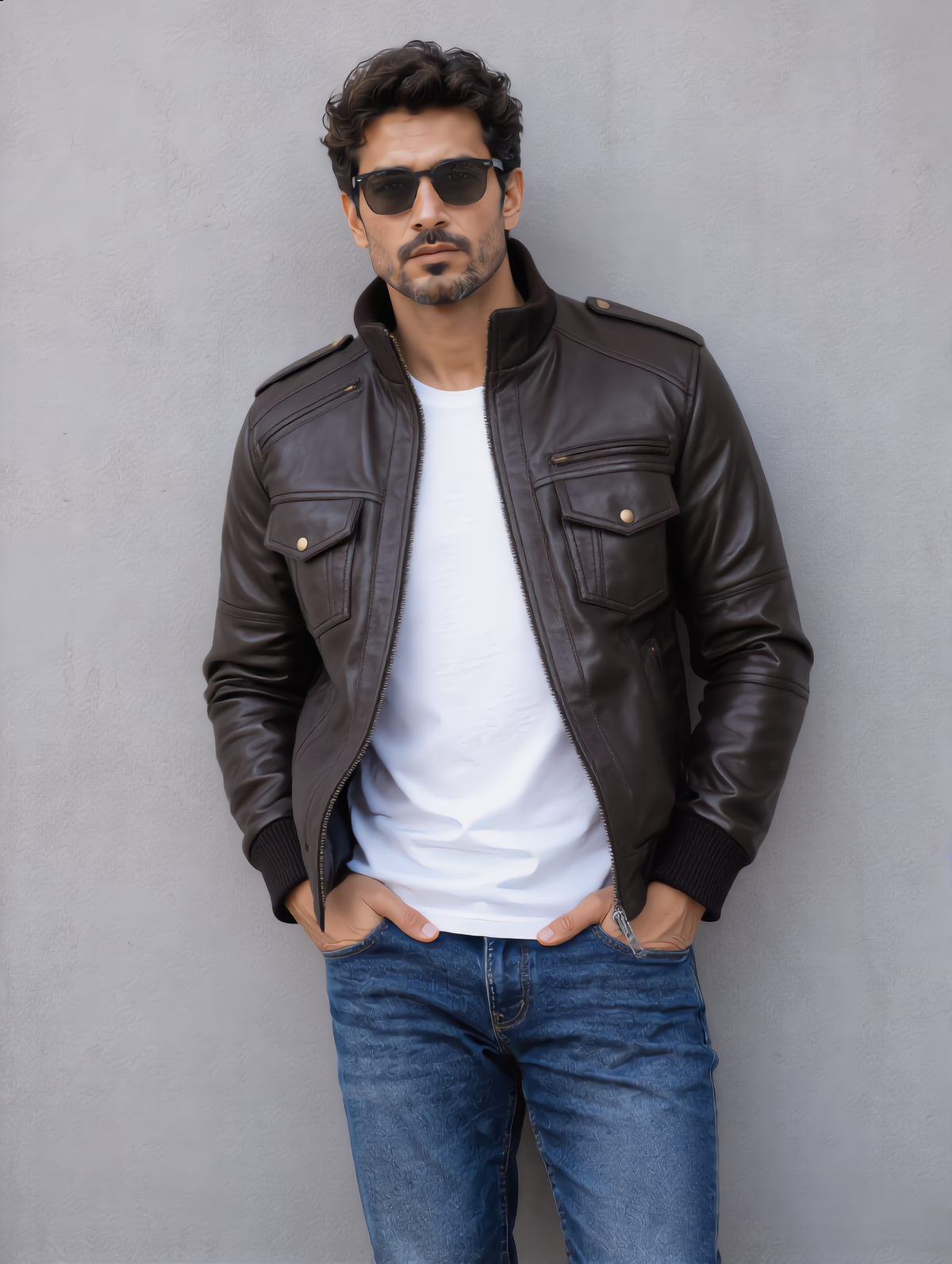 Biker Leather Jacket -Chocolate