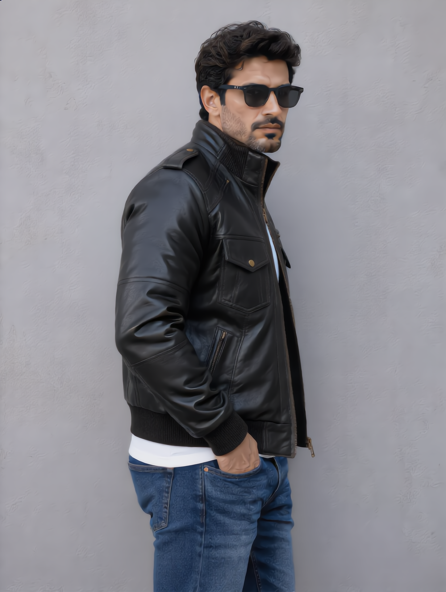 Biker Leather Jacket -Black