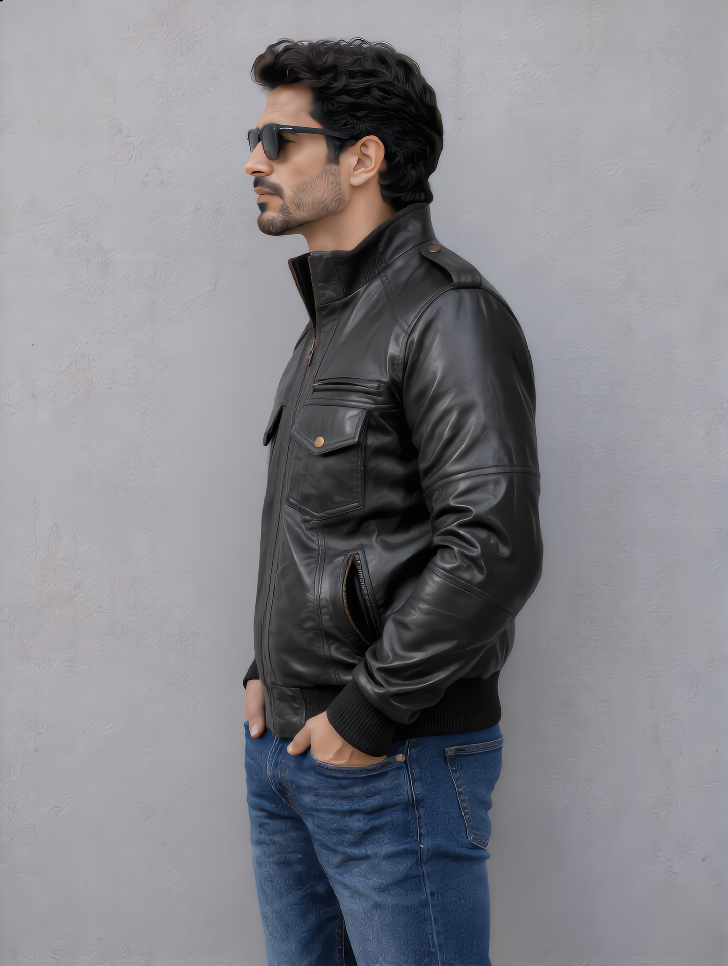 Biker Leather Jacket -Black
