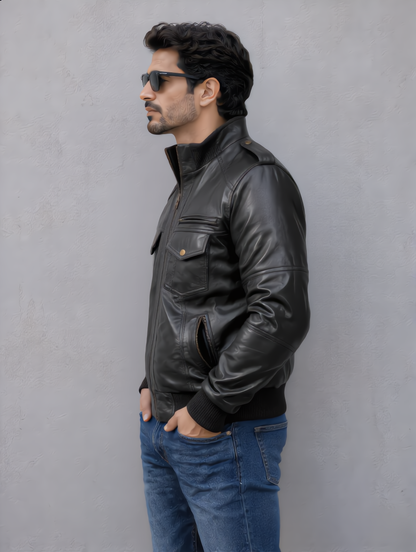 Biker Leather Jacket -Black