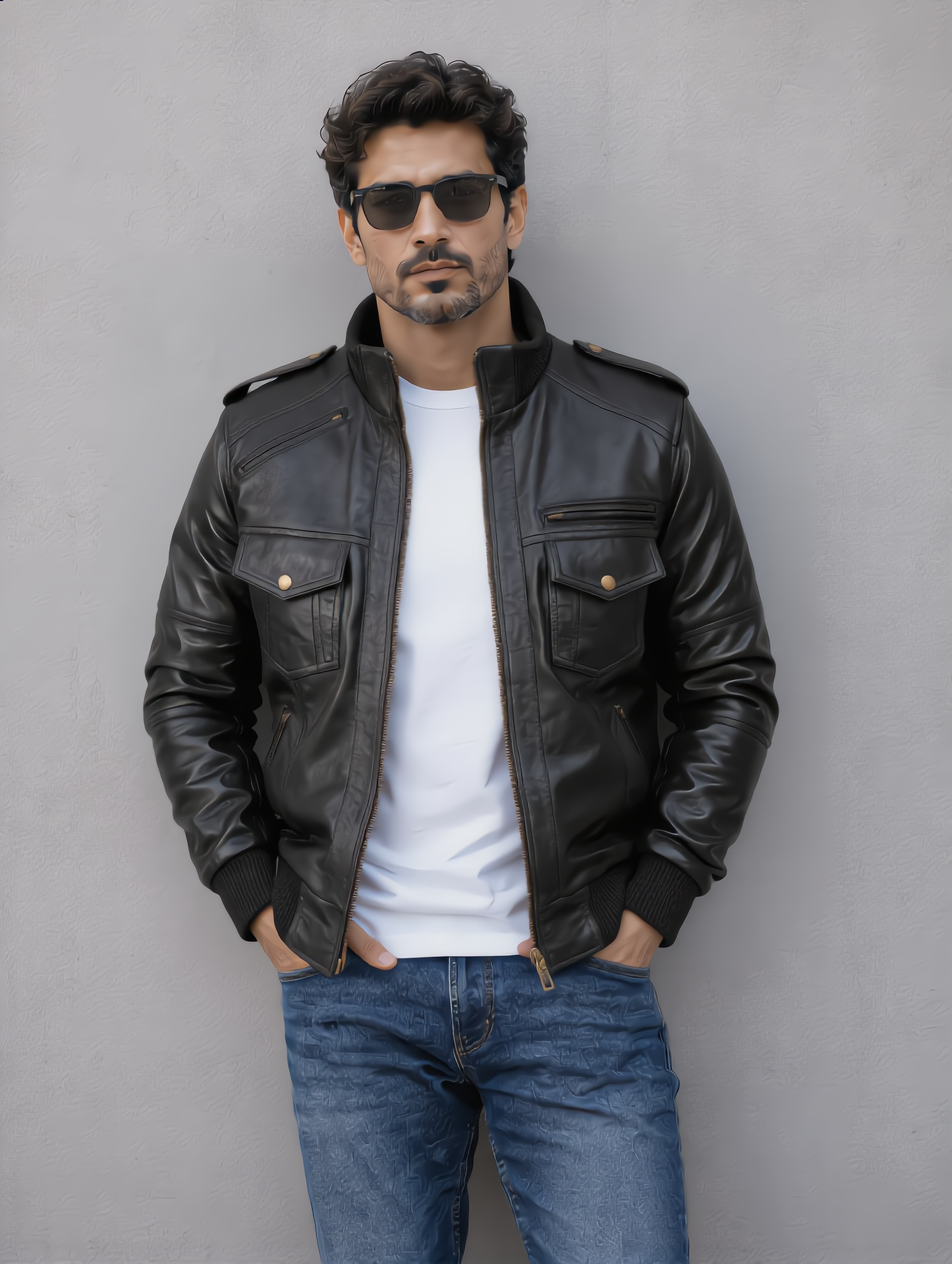 Biker Leather Jacket -Black
