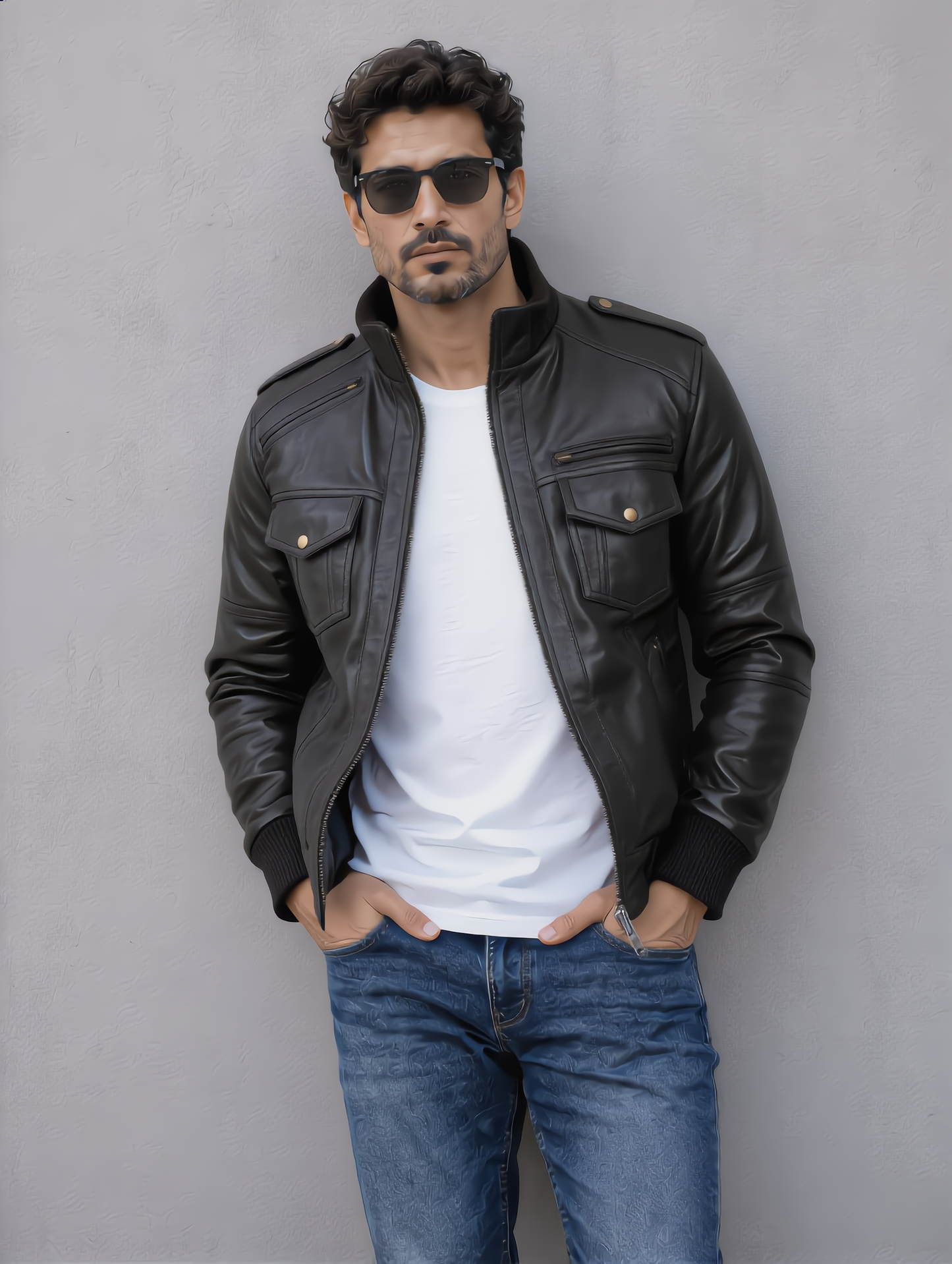 Biker Leather Jacket -Black