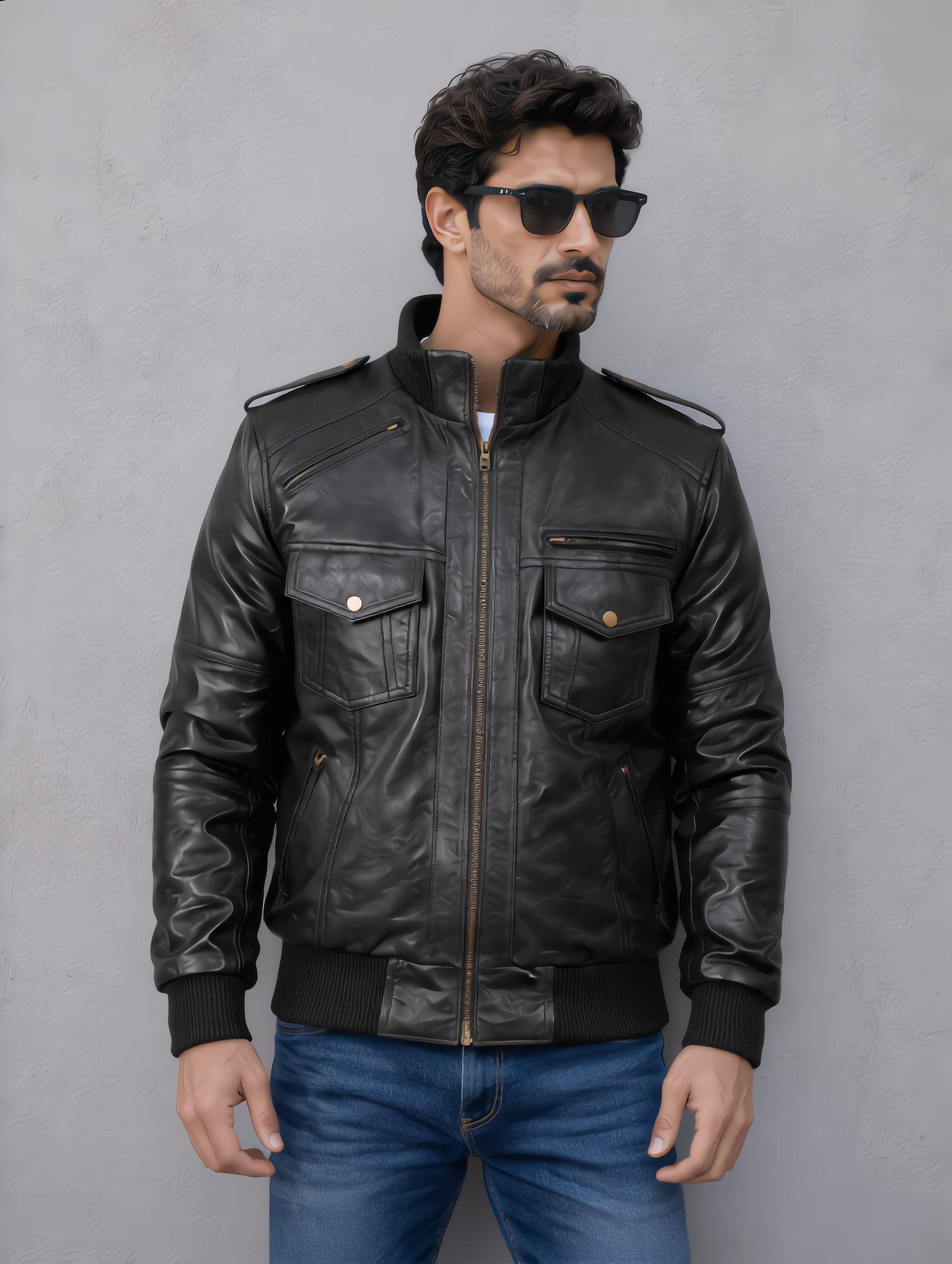 Biker Leather Jacket -Black