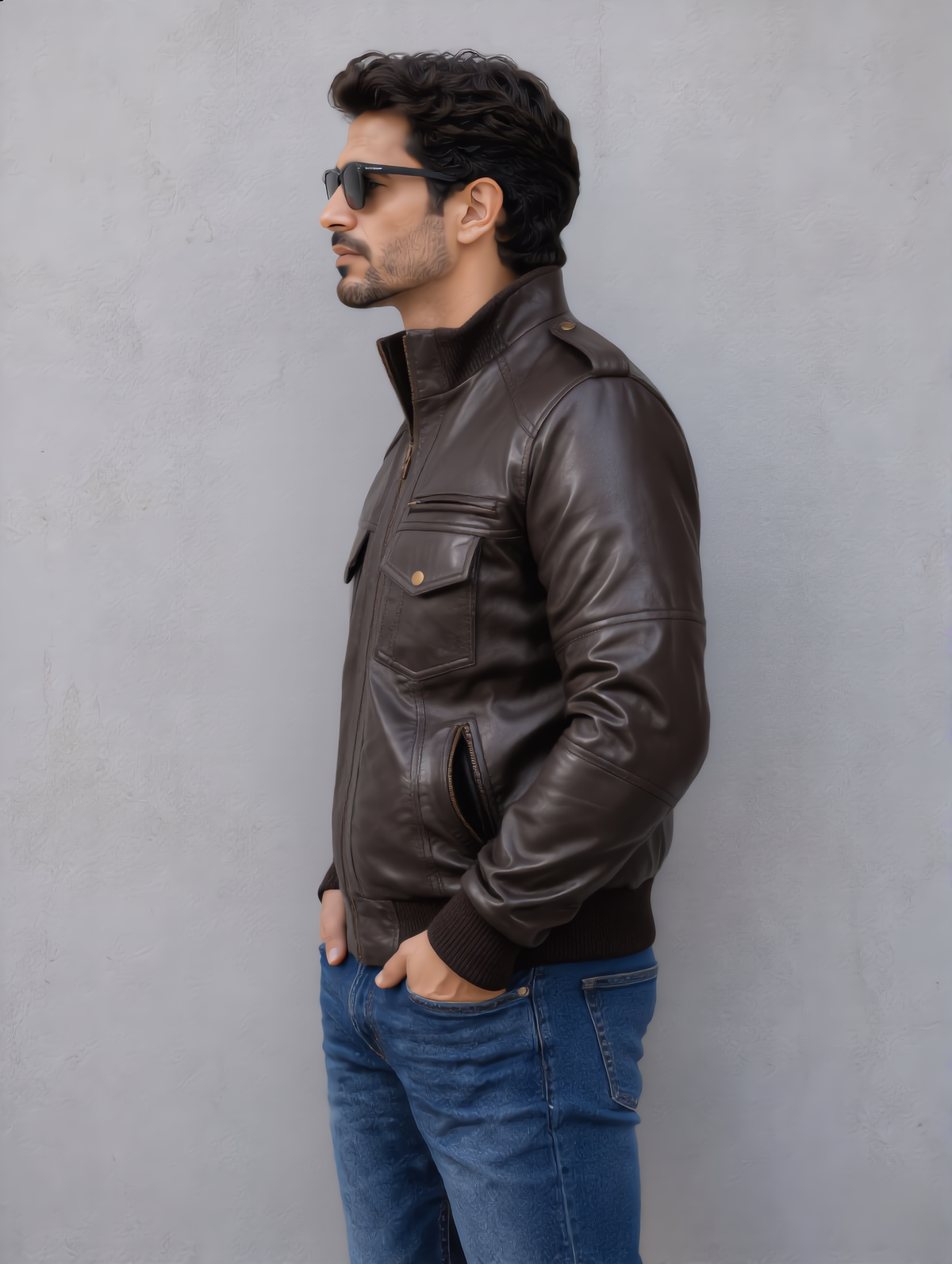 Biker Leather Jacket -Chocolate