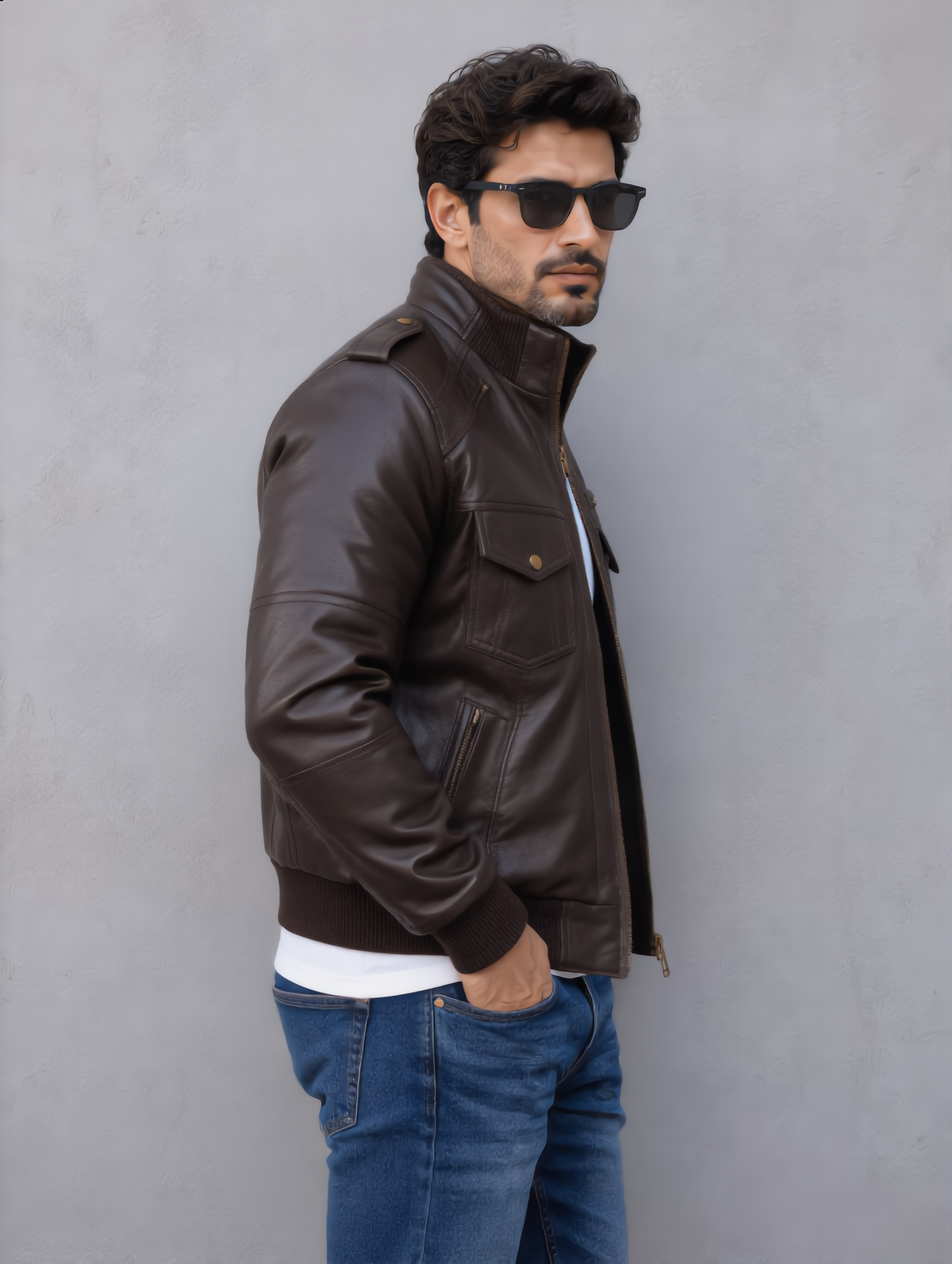 Biker Leather Jacket -Chocolate
