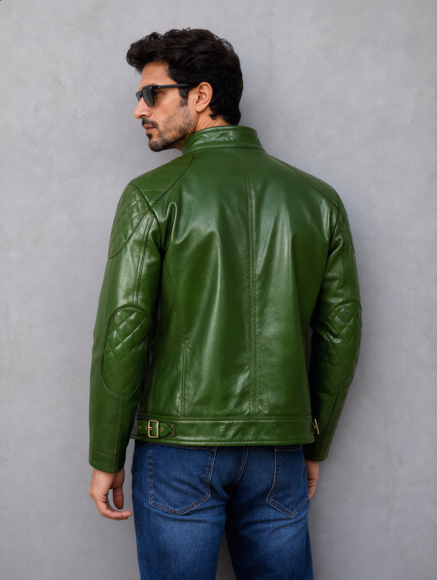 Distressed Leather Jacket - Green