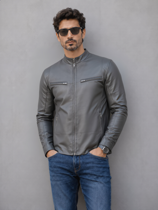 Iconic Leather Jacket - Gray