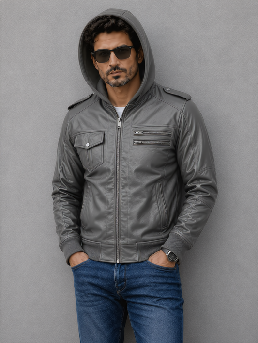Bomber Hooded Jacket - Gray