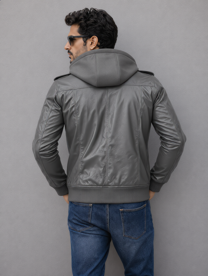 Bomber Hooded Jacket - Gray