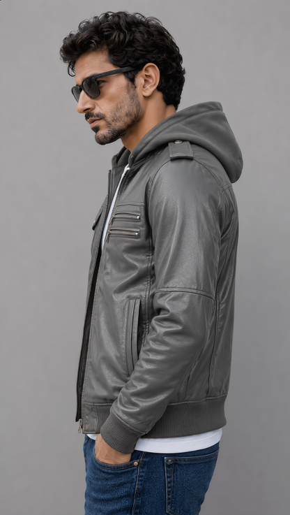 Bomber Hooded Jacket - Gray
