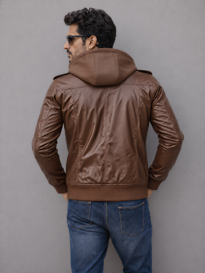 Bomber Hooded Jacket - Chocolate