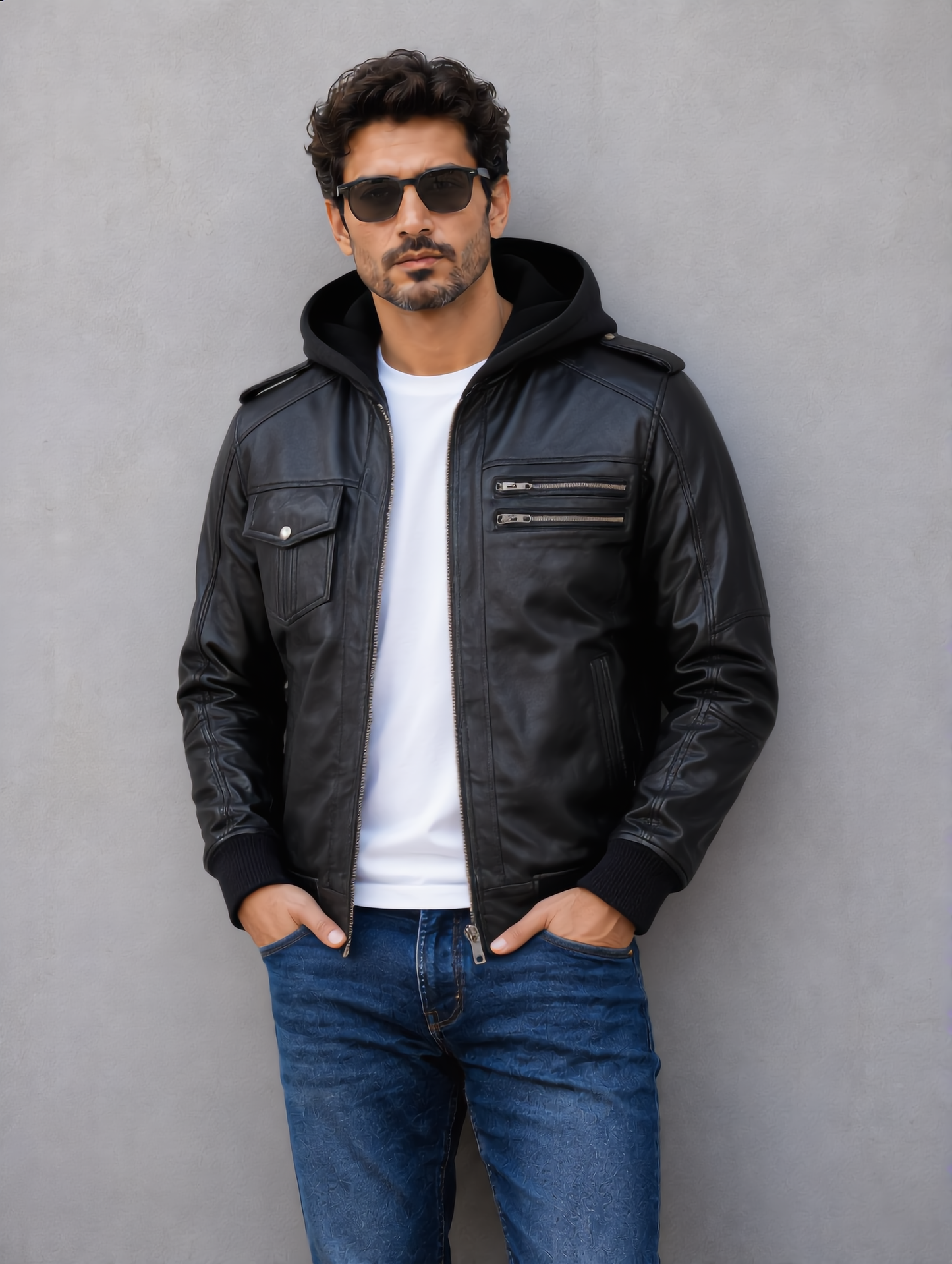 Bomber Hooded Jacket - Black