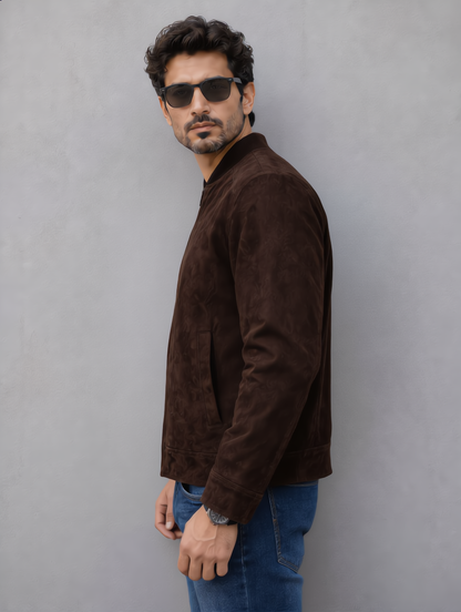 Suede Leather Jacket - Chocolate