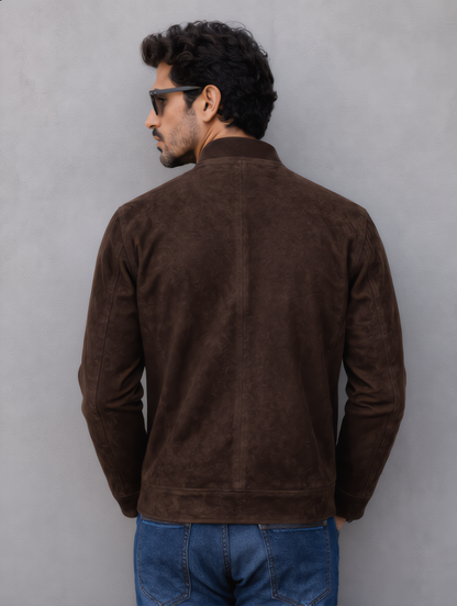 Suede Leather Jacket - Chocolate