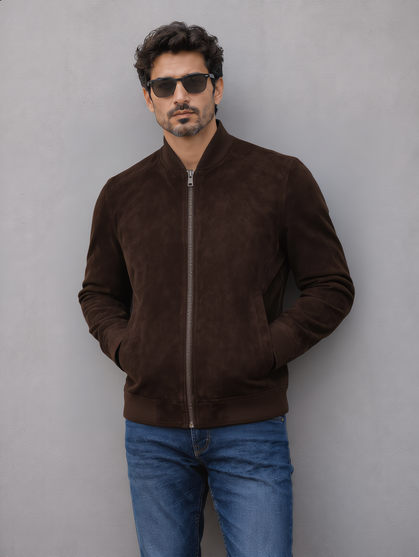 Suede Leather Jacket - Chocolate