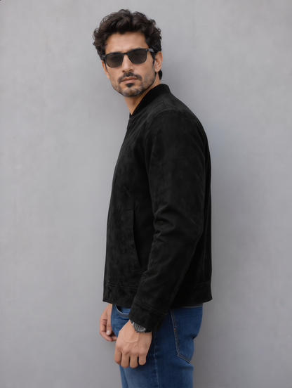 Suede Leather Jacket - Black