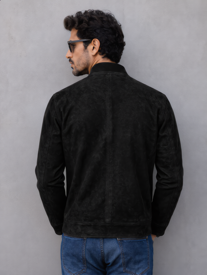 Suede Leather Jacket - Black