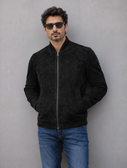 Suede Leather Jacket - Black