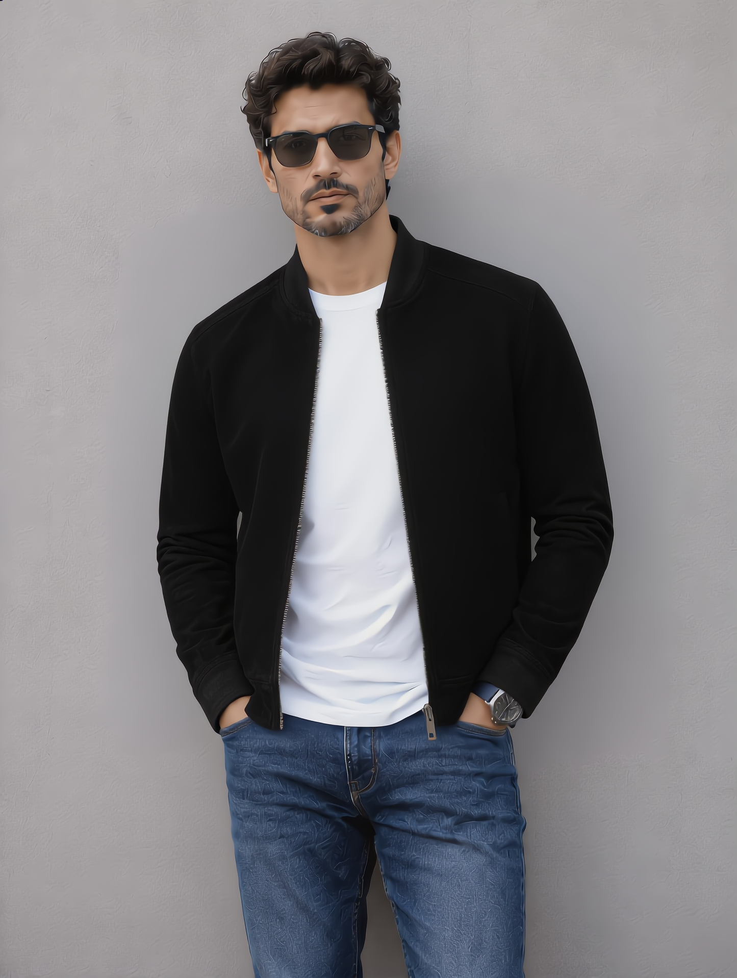 Suede Leather Jacket - Black