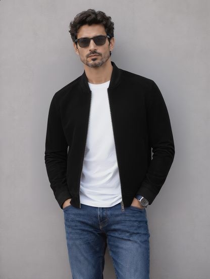 Suede Leather Jacket - Black