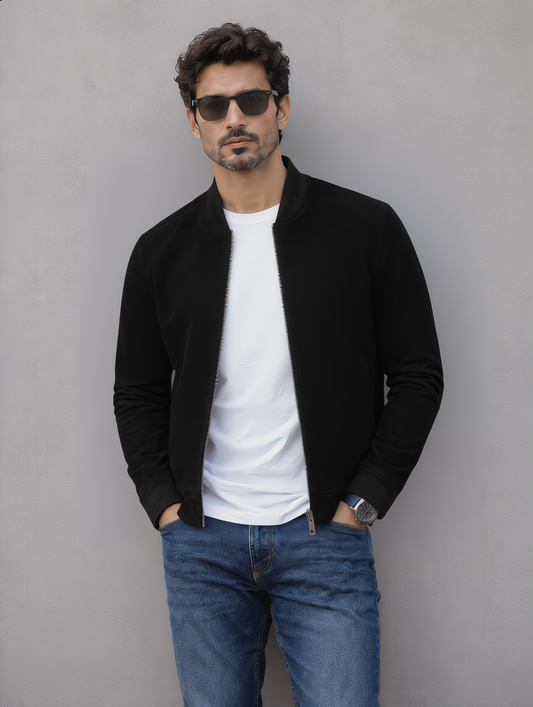 Suede Leather Jacket - Black