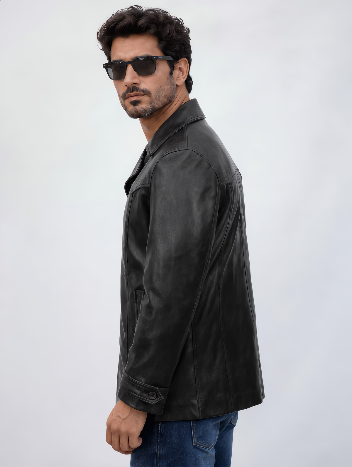 Vintage Leather Coat - Black