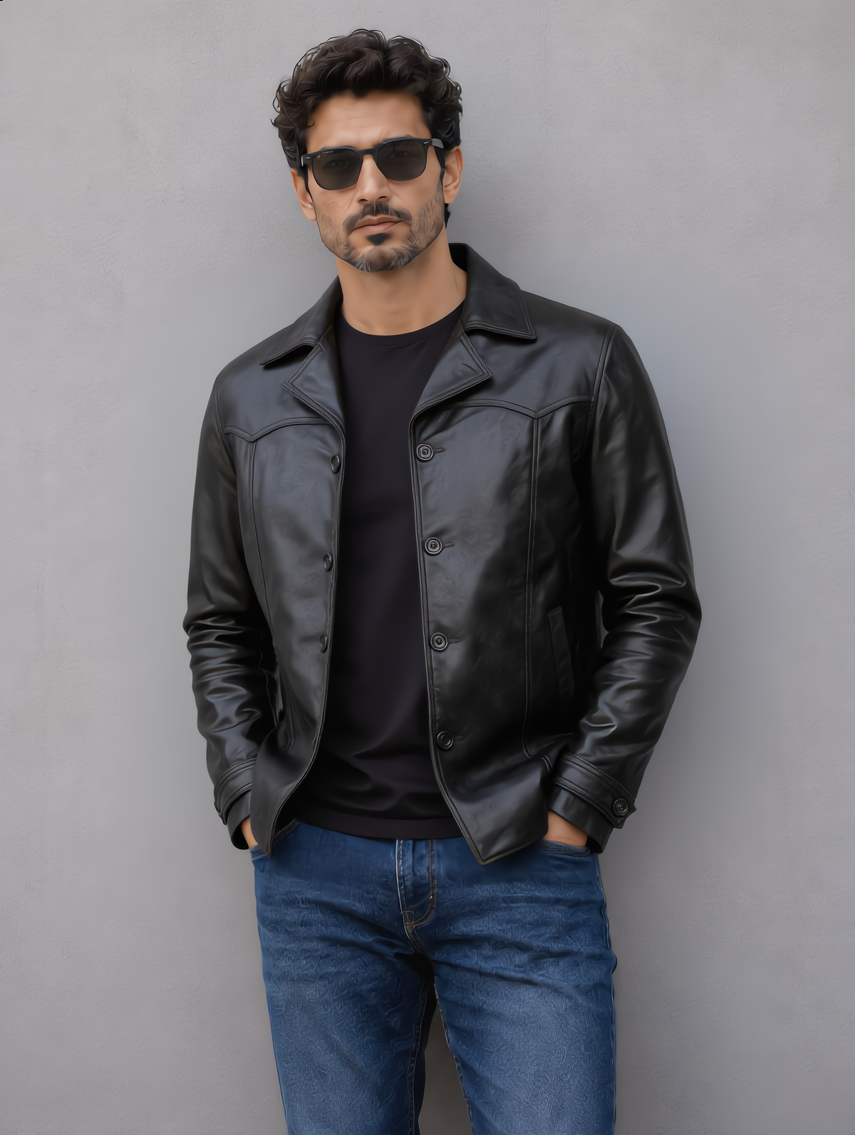 Vintage Leather Coat - Black