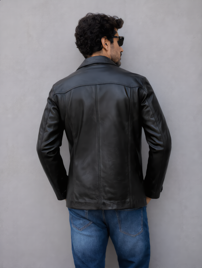Vintage Leather Coat - Black