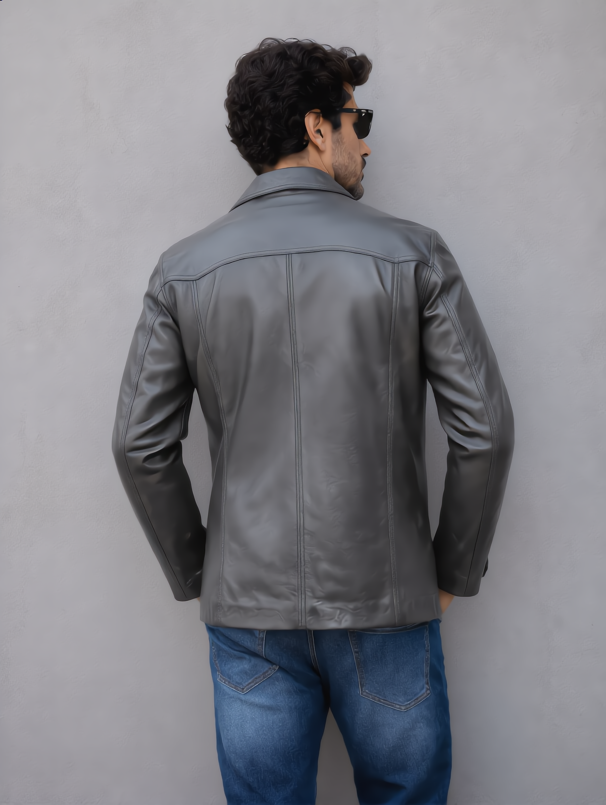 Vintage Leather Coat - Gray