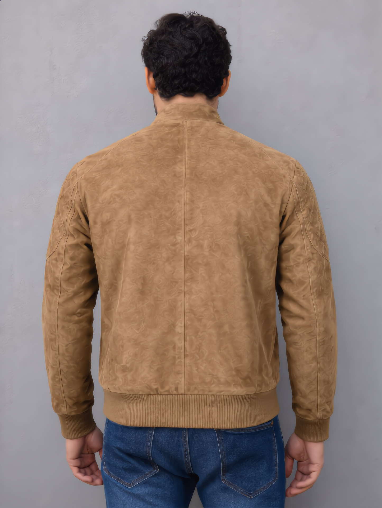 Suede Bomber Jacket - Tan