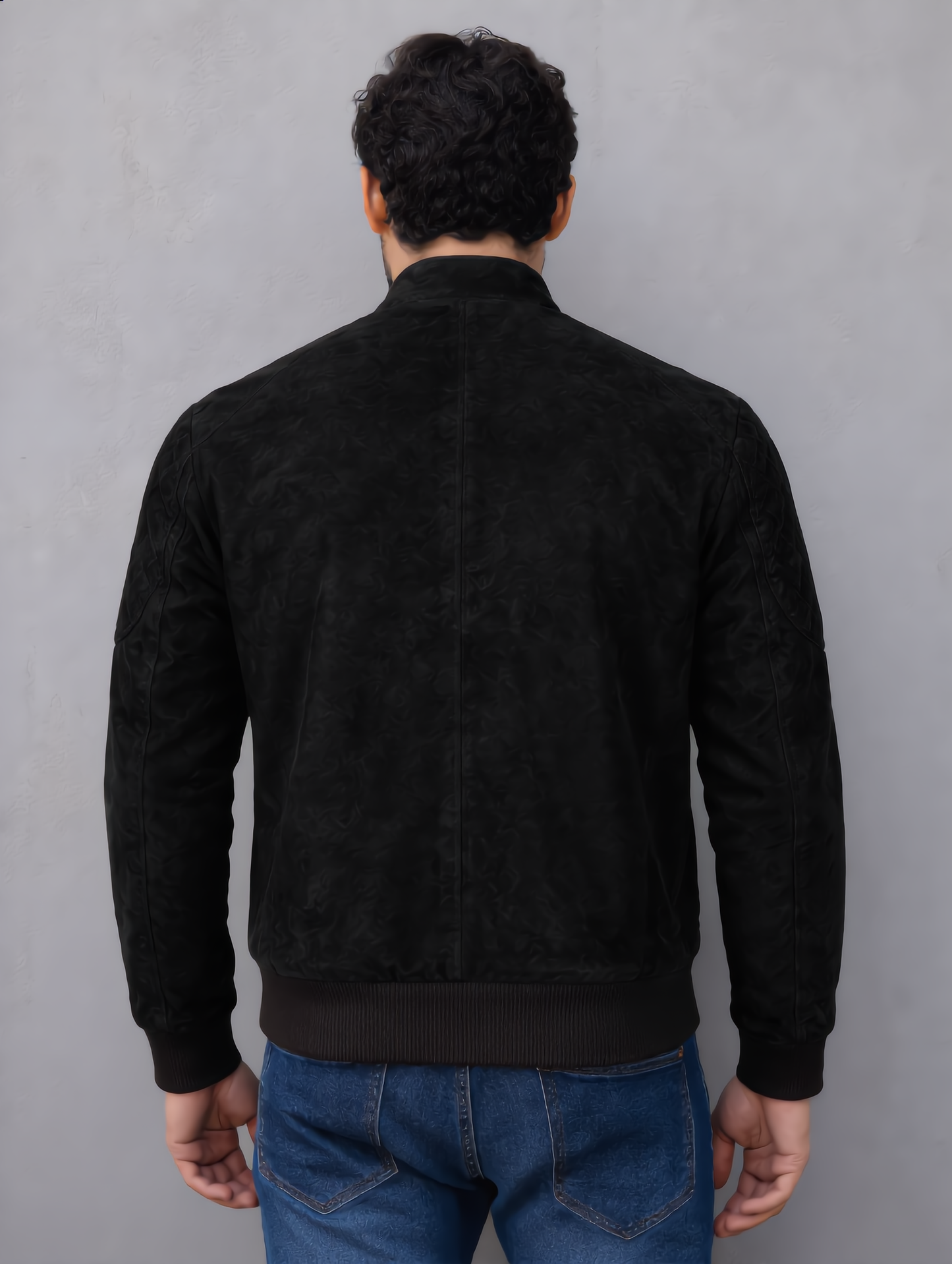 Suede Bomber Jacket - Black