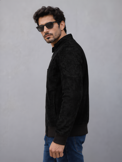 Suede Bomber Jacket - Black