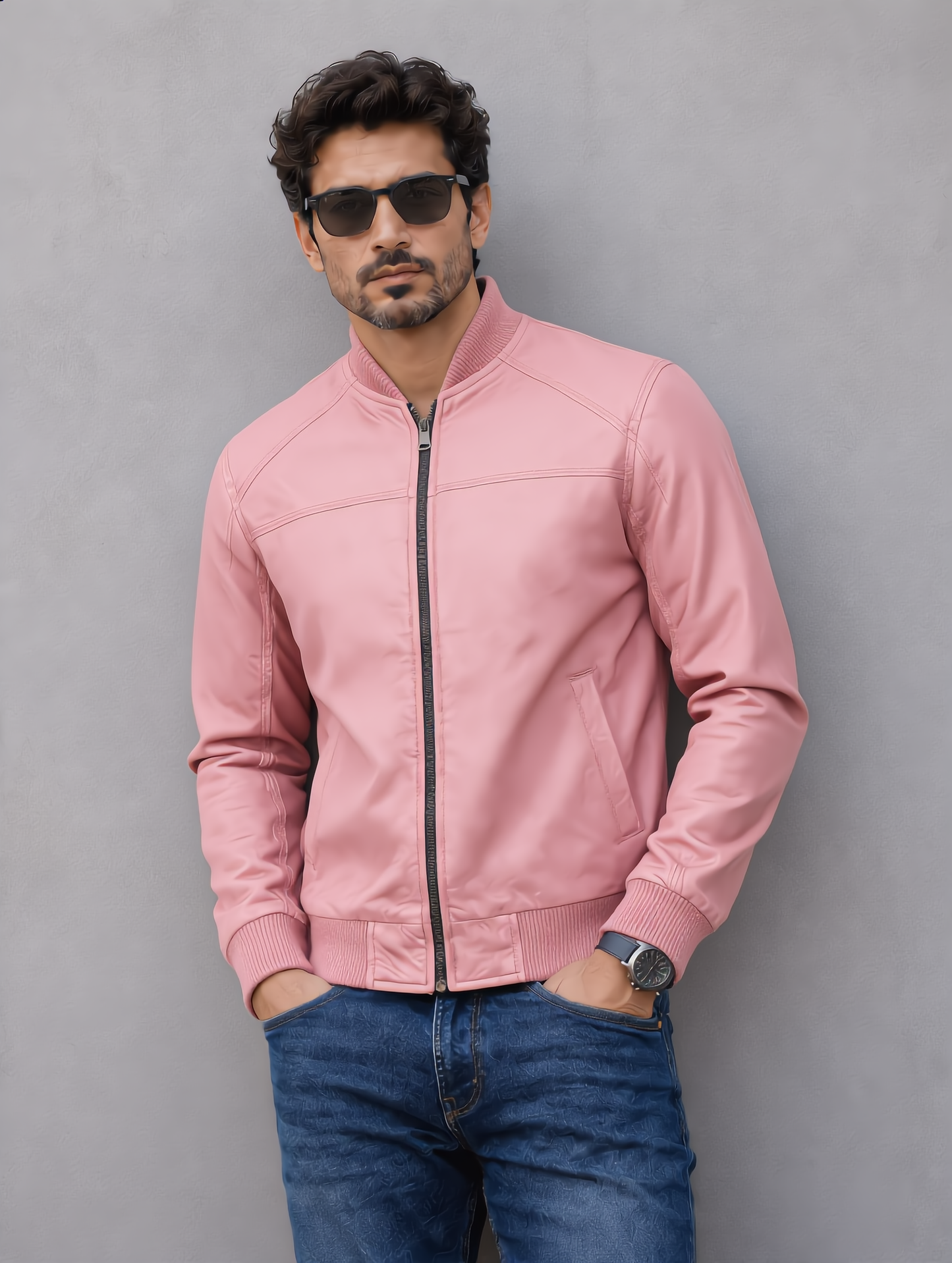 Suede Bomber Jacket - Pink