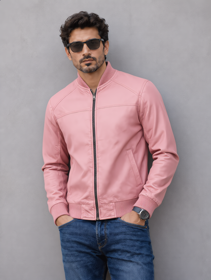Suede Bomber Jacket - Pink