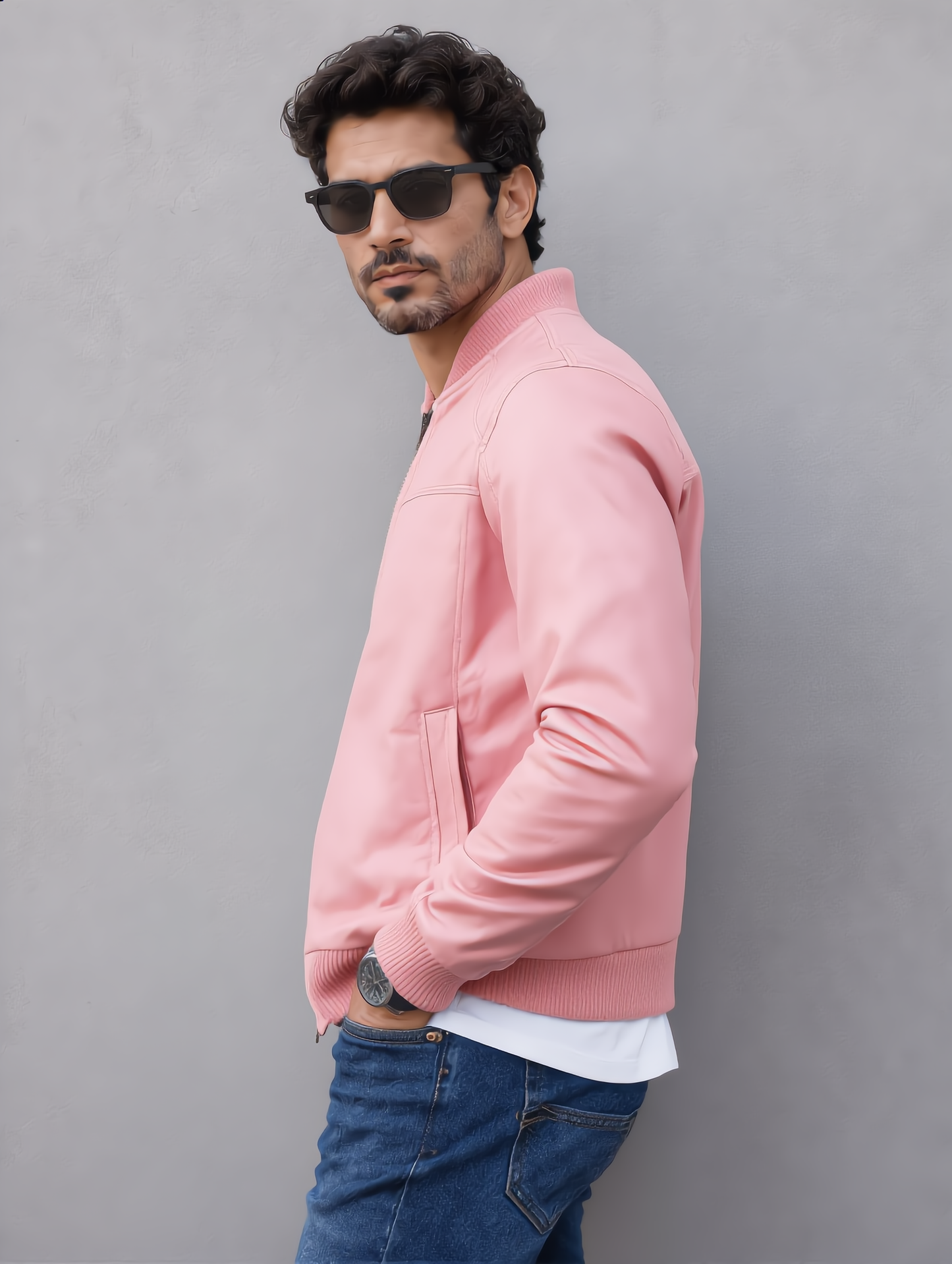 Suede Bomber Jacket - Pink
