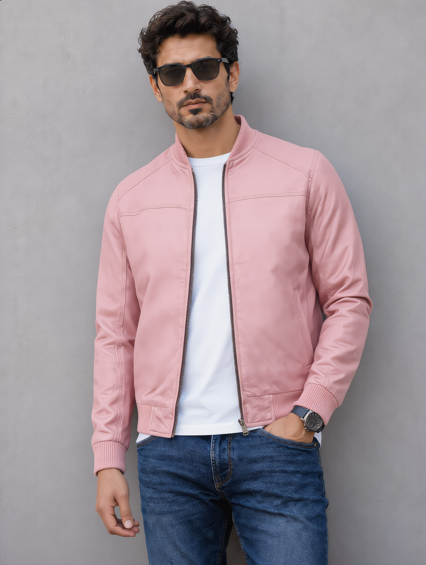 Suede Bomber Jacket - Pink